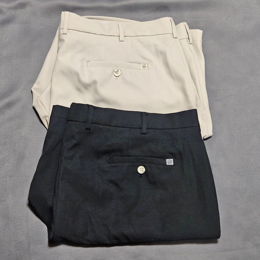 Peter Millar Mens Performance Golf Shorts Bundle Black Khaki Size 42 Lot of 2